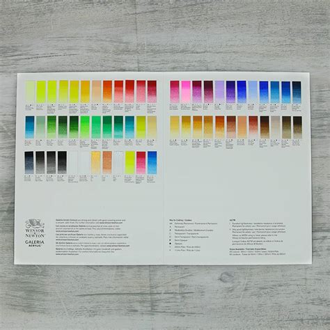 Winsor And Newton Galeria Acrylic Hand Painted Colour Chart