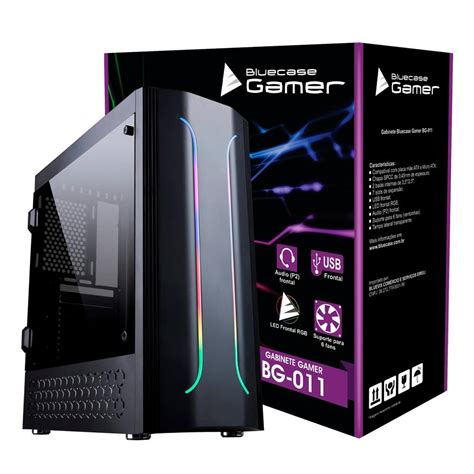 Gabinete Gamer Lateral Acrilico Preto S Fonte Bg 011 Bluecase Blue