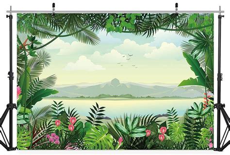 7x5ft Safari Backdrop Jungle Birthday Party Decoration Green Spring ...