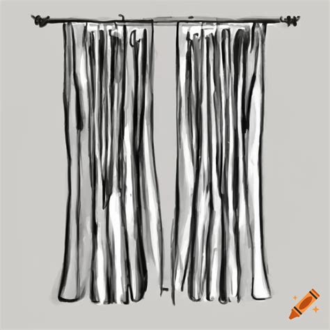 Black And White Sketch Of Drawn Curtains On Craiyon