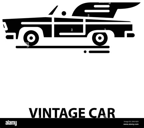 Vintage Car Icon Black Vector Sign With Editable Strokes Concept Illustration Stock Vector