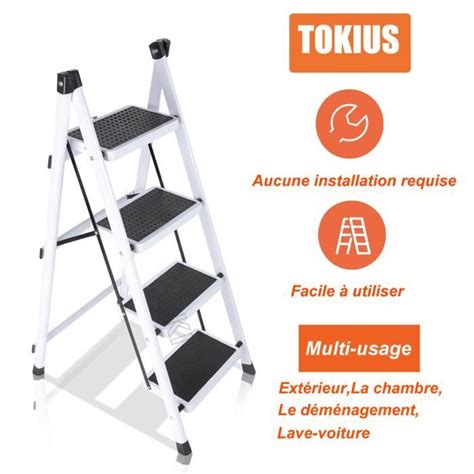 Tokius Escabeau Marches Pliable Chelle En Acier Marchepieds Pliant