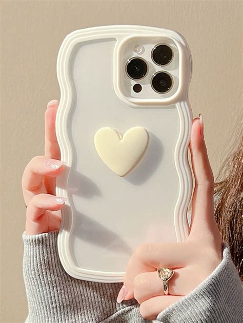 Anti Fall Heart Decor Phone Case Kawaii Phone Case Fluffy Phone