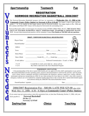 Fillable Online Norwoodboro Bball Reg Pdf Norwoodboro Fax