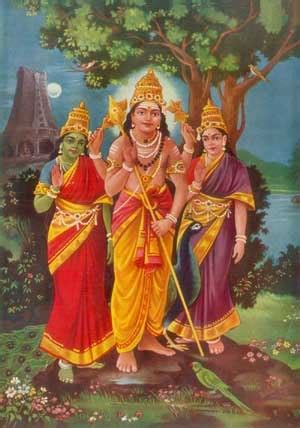 Muruga With Consorts Devasena Valli Maha Visnu S Daughters Were