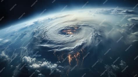 Premium AI Image | space view hurricane showing the effects of cl