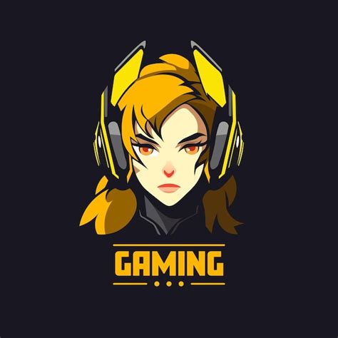 Premium Vector | A gaming logo with a yellow headphone