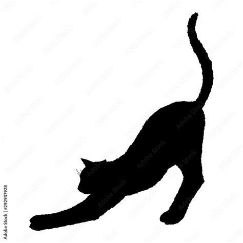 Stretching Cat SIlhouette. Vector Black Feline Logo. Stock Vector ...