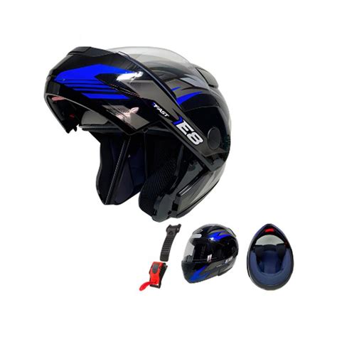 Capacete Articulado E Fast Ebf Abre Escamoteavel Robocop Azul