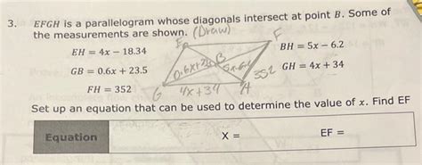 Solved EFGH Is A Parallelogram Whose Diagonals Intersect At Chegg