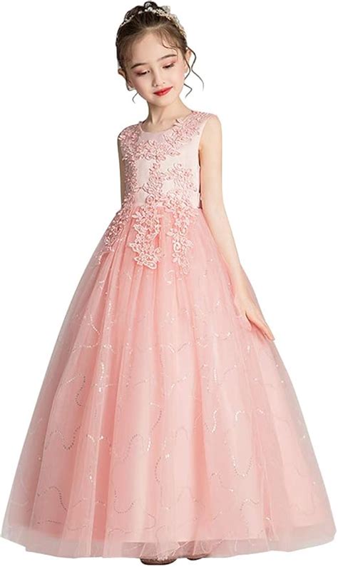 Elegante vestido de dama de honor para niña princesa flores bodas