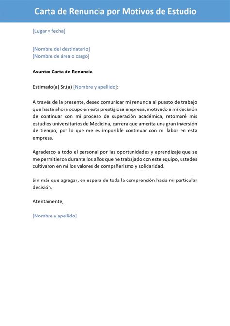 Modelo De Carta De Renuncia Laboral Por Motivos De Salud Compartir