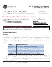 Copy Of Copy Of SAS 20 MAT 152 Inequalities Pdf MAT 152 Mathematics