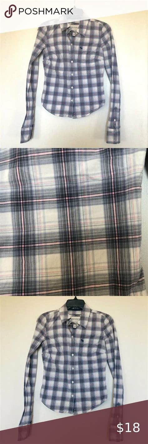 Abercrombie And Fitch Plaid Long Sleeve Fitted Button Down Size Small