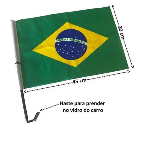 Bandeira Brasil Tecido Haste Para Carro X Cm