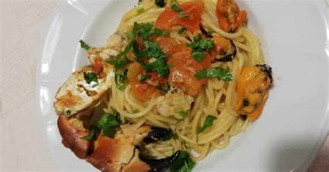 Ricetta Spaghetti Al Granchio Sfumato Al Cognac E Cozze Di Maria