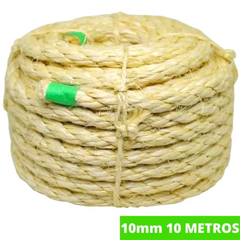 Corda De Sisal Natural 10mm 10mts Rasada Arranhador Para Gatos