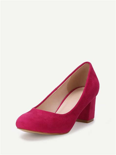 Hot Pink Suede Heels -SheIn(Sheinside)