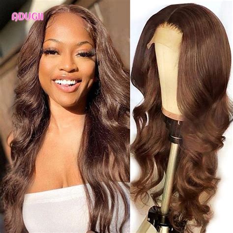 Chocolate Brown Straight Lace Front Wig Human Hair Body Wave