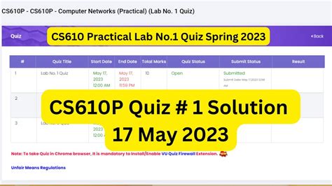 CS610P Quiz 1 Solution 2023 CS610P Lab 1 Quiz Cs610 Practical Quiz 1