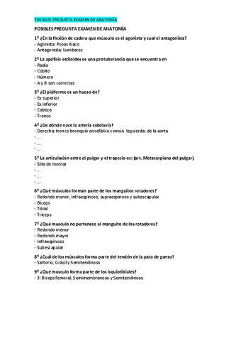 Preguntas Parcial Anatomia Para Practicar Pdf