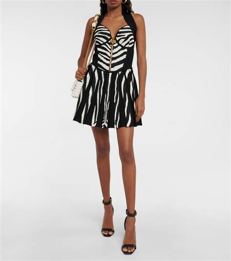 Balmain Zebra Jacquard Knit Minidress Balmain