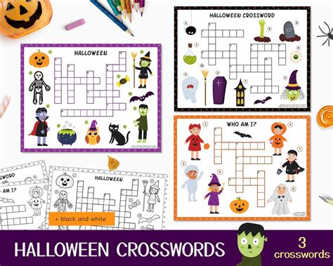 Halloween Crossword Puzzles Pdf for Kids, Halloween Crossword Printable ...