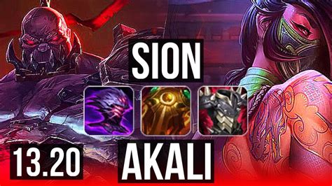 Sion Vs Akali Top 1200 Games 6 3 21 1 4m Mastery Euw Master