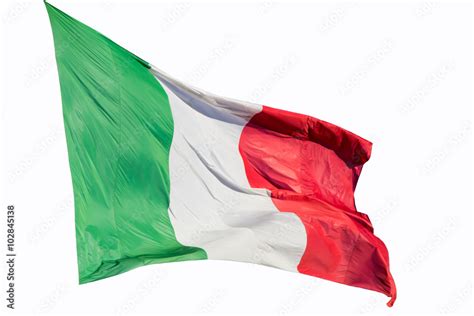 Bandiera italiana che sventola su sfondo bianco Stock Photo | Adobe Stock