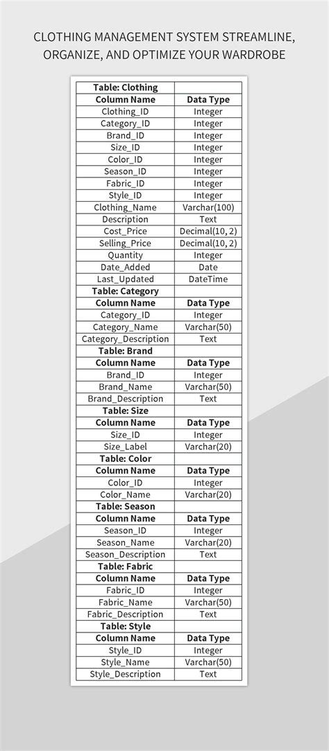 Free Clothing Management Templates For Google Sheets And Microsoft