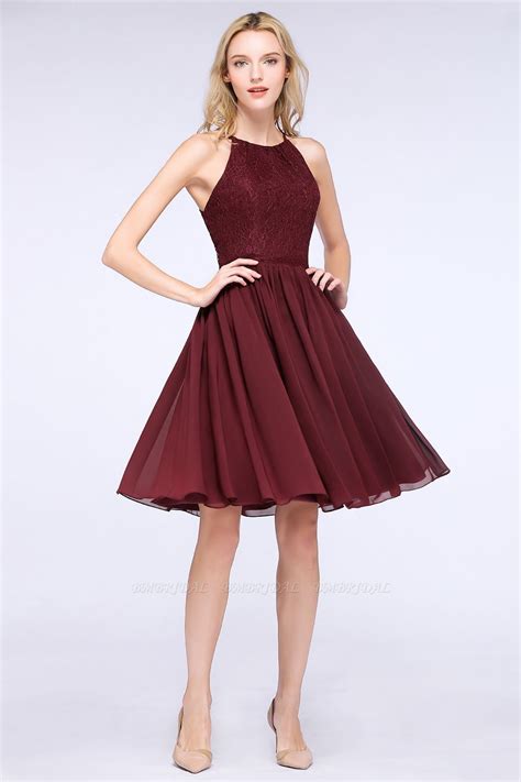 Bmbridal Lovely Burgundy Lace Short Bridesmaid Dress With Spaghetti Straps Maroon Bridesmaid