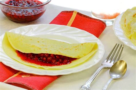 Pancakes With A Red Currant Stock Image Image Of Dainty Piece 20129307