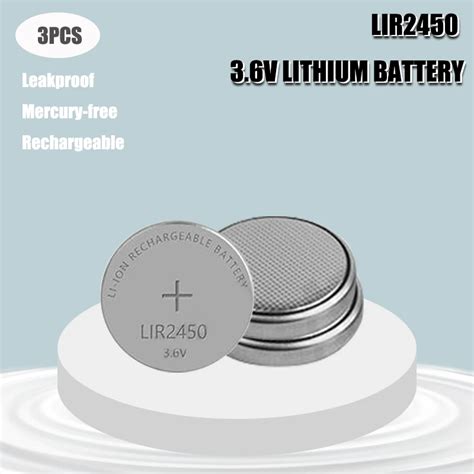 3pcs Li Ion Rechargeable Battery Lir2450 3 6v 2 Pcs Lithium Button