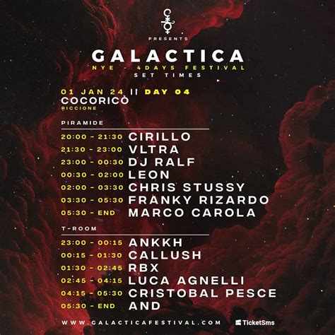 Marco Carola Galactica Day 4 Cocorico 01 Gennaio 2024 Biglietti E