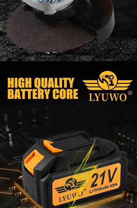 LYUWO Brushless Rechargeable Angle Grinder Lithium Battery High Power