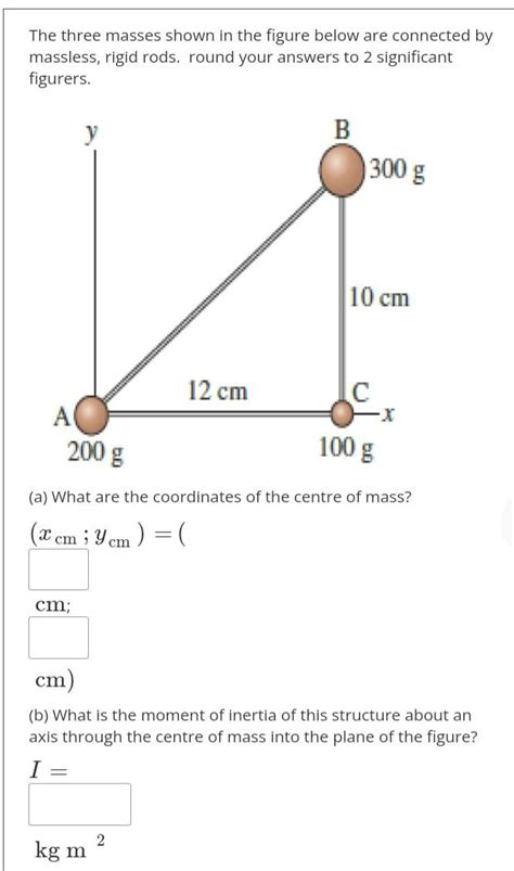 Solved The Three Masses Shown In The Figure Below Are Chegg