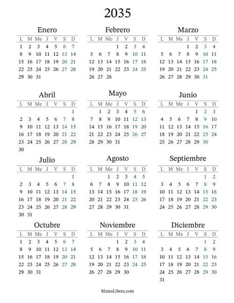 Calendario Del A O Con El Lunes Primer D A