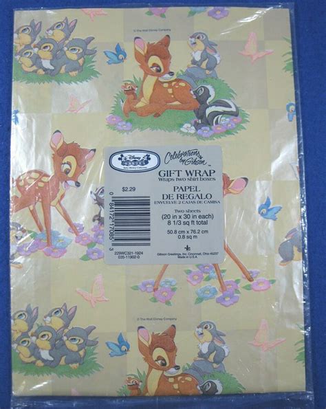 Walt Disney Co Bambi T Wrap Celebrations By Gibson New 2 Sheets