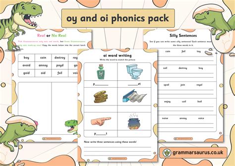 Phase 3 And 5 Oy And Oi Phonics Pack Grammarsaurus