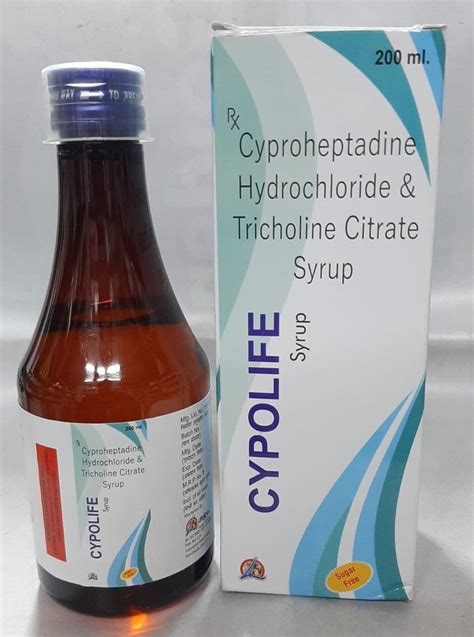 Cyproheptadine Hydrochloride Tricholine Citrate Syrup Ml At Rs