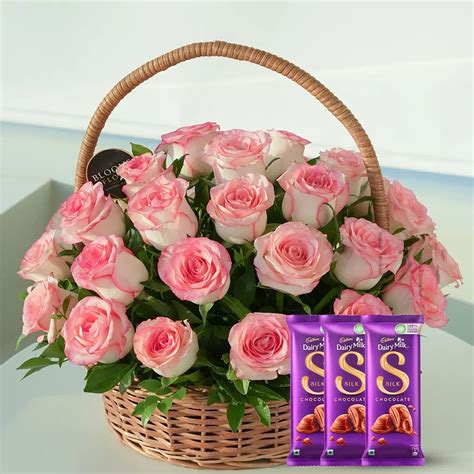 orange roses basket chocolates