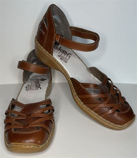 Rieker Antistress Fisherman Brown Leather Sandals Wom Gem