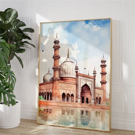 Badshahi Mosque Poster Pakistani Architecture Old Mosque Etsy