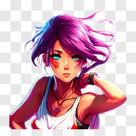 Baixe Garota De Anime Com Cabelo Roxo E Olhos Azuis Pngs Creative Fabrica