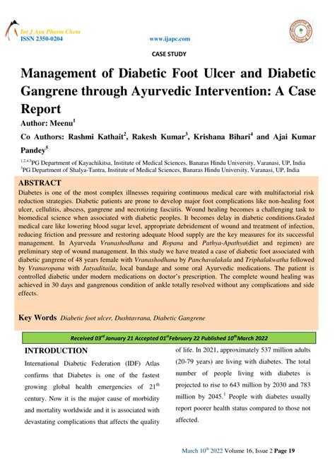 Pdf Case Study Management Of Diabetic Foot Ulcer And Diabetic