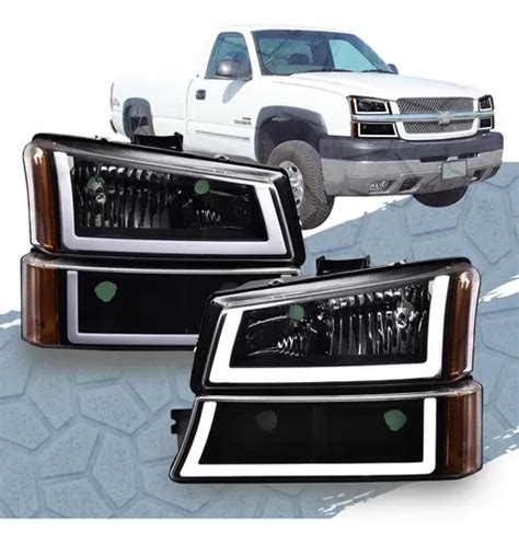 Cheyenne Silverado 2003 04 05 2006 Faros Fondo Negro Led Bsj Envío gratis