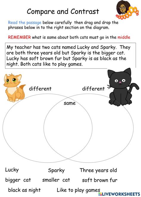 Compare And Contrast Worksheet For 1 Compare And Contrast