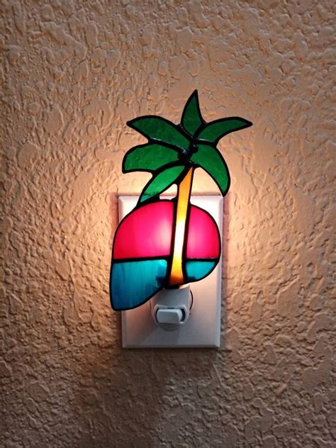 Stained Glass Palm Tree Night Light Etsy