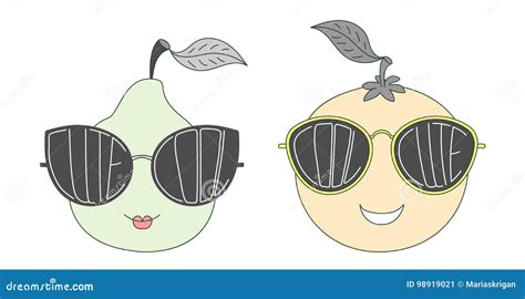 Fruits In Cute And Cool Sunglasses Stock Vector Illustration Of Clip Drawn 98919021