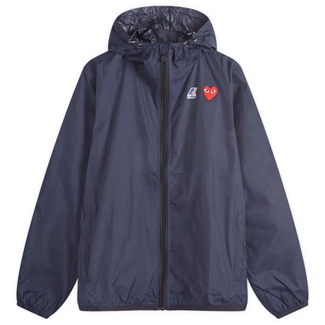 Comme Des Garçons Play X K Way Full Zip Packable Jacket Navy End Us